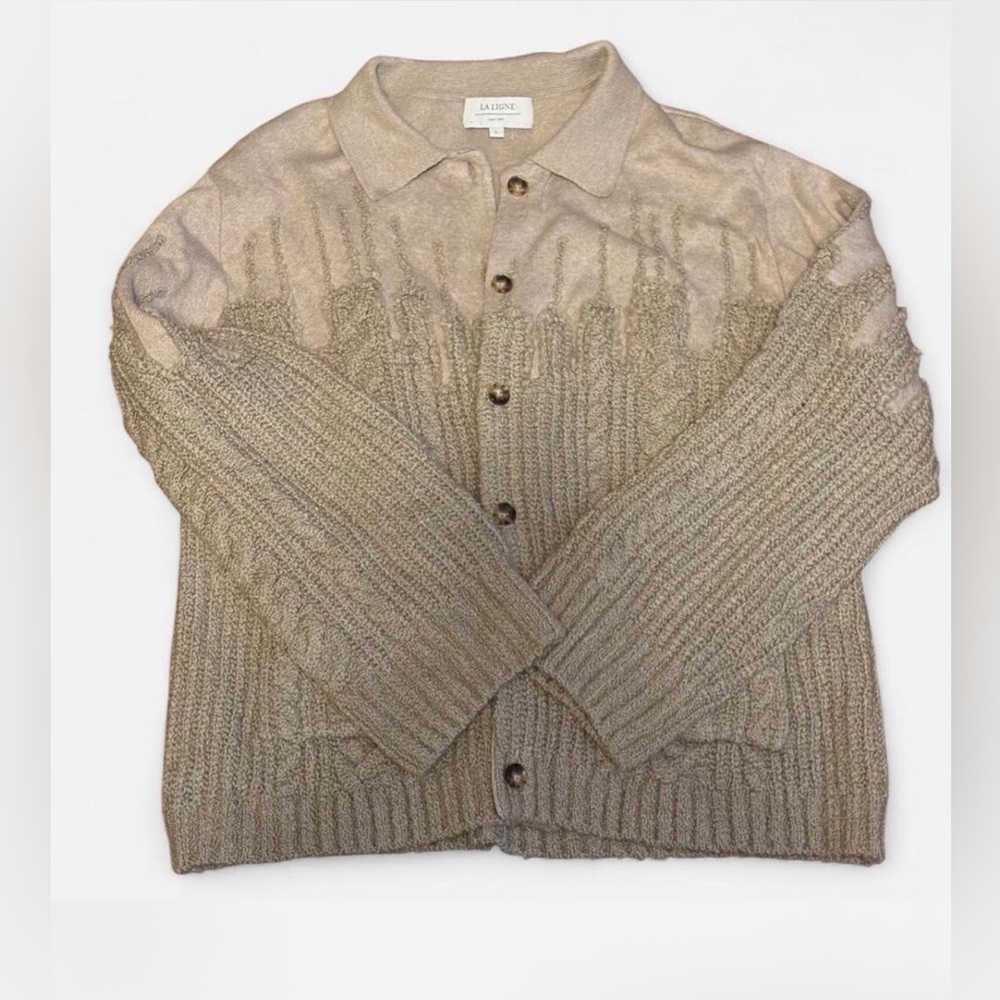 La Ligne Nuage Women's Tan Oatmeal Beige Cardigan Sweater